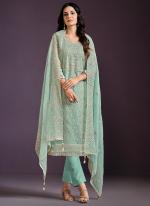 Chiffon Sea Green Festival Wear Embroidery Work Straight Suit